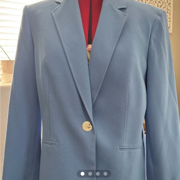 Kasper Jackets & Blazers - Kasper Light Blue Single-Button Women's Blazer